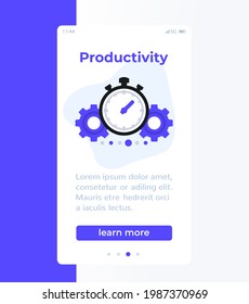 banner móvil de productividad con icono vector