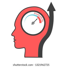 Productivity on his mind equals growth vector illustration with transparent background