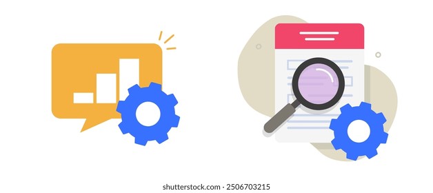Productivity performance document icon vector flat cartoon graphic illustration set, market strategy data increase symbol sign, technical operation statistics review image clip art  