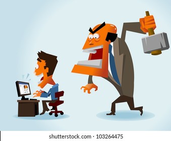 Productivity problem in office. Vector illustration