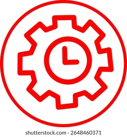 ícone da linha vermelha de produtividade dentro do círculo. Ícone de linha vermelha com o tema Produtividade UX UI dentro do círculo