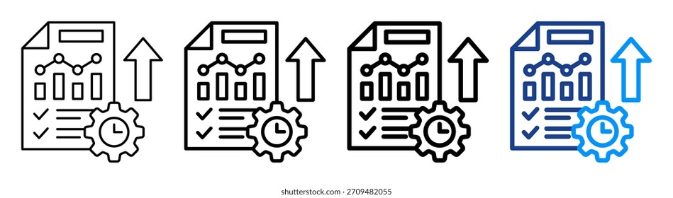 Productivity Report Icon Different Outline Collection Set