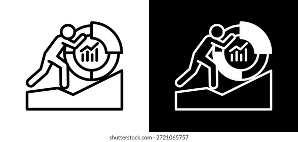 Ícone de luta pela produtividade branco Ilustração de vetor em preto