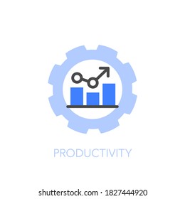 Productivity symbol with growing graph and a cogwheel. Easy to use for your website or presentation.