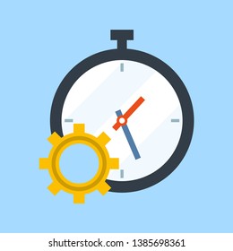 Productividad. Concepto de gestión del tiempo que simboliza el trabajo productivo y el éxito del proceso institucional. Diseño plano, ilustración vectorial de icono.