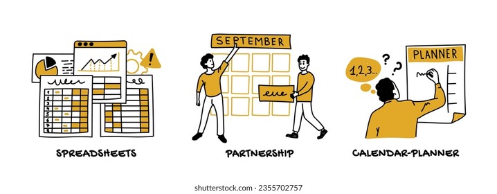 Productivity, time management, effective communication and data reporting concept 