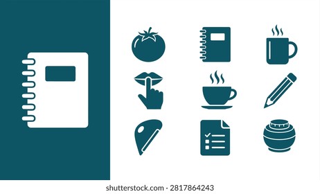 Productivity and time management flat vector icon set. Flat vector illustration EPS 10.