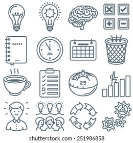 Productivity and Time Management Line Icon Collection