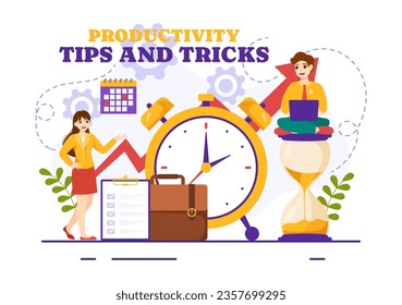 Productivity Tips and Trick Vector Illustration with Marketing Product for Effective Advertisement and Promotion Campaign to Boost Brand Recognition
