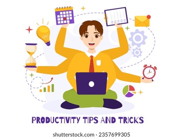 Productivity Tips and Trick Vector Illustration with Marketing Product for Effective Advertisement and Promotion Campaign to Boost Brand Recognition