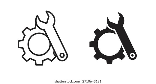 Productivity tools icon in a black stroke vector design and flat solid version on white background