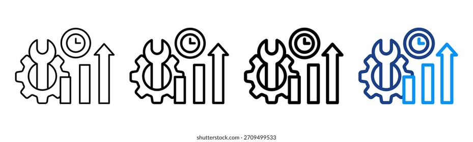 Conjunto de Colección de contorno diferente de iconos de herramientas de productividad