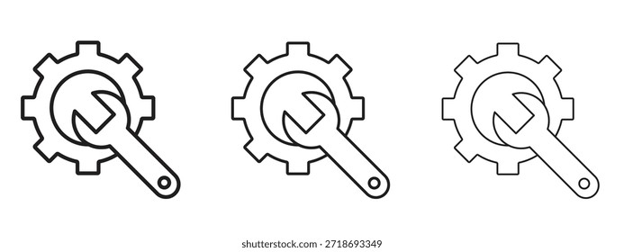 Conjunto de pictogramas negros con logotipo de herramientas de productividad. arte de contorno de línea delgada.