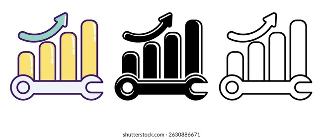 Productivity Tools icon represented by chart, wrench Line, Filled, Color style.