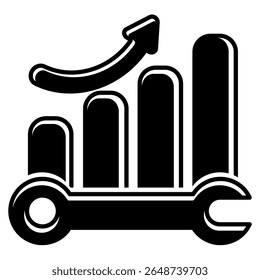 Productivity Tools icon represented by chart, wrench Black Filled style.