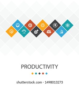 Productivity trendy UI template infographics concept. performance, goal, system, icons