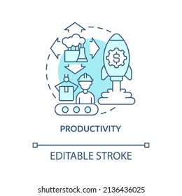 Productivity turquoise concept icon. Sustainable land management abstract idea thin line illustration. Industrial areas. Isolated outline drawing. Editable stroke. Arial, Myriad Pro-Bold fonts used