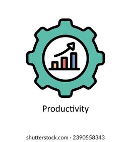 Ilustración de diseño de iconos rellena por vector de productividad. Símbolo de negocio y administración sobre archivo EPS 10 en fondo blanco