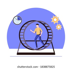 Ilustración vectorial de productividad. El concepto de pequeñas personas planas de rendimiento laboral. Estrategia de gestión eficiente del tiempo y las tareas para el progreso y el desarrollo del crecimiento de las empresas. Elementos dinámicos de éxito de trabajo.