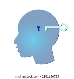 Productivity vector illustration. Mind. Key and keyhole. Effective time management elements for your design. Planning tasks, activities, schedules, working time, people at work. Medicine, education