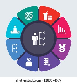productivity vector template for infographics. Business concept with 9 options, steps, parts, segments. Banner infographic cycling diagram, round chart