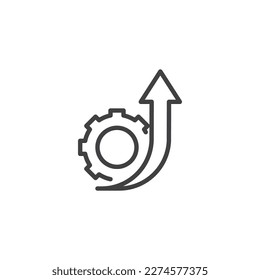 Icono de línea de trabajo de productividad. signo de estilo lineal para concepto móvil y diseño web. Icono del vector de contorno de engranajes y flecha. Símbolo, ilustración del logotipo. Gráficos vectoriales