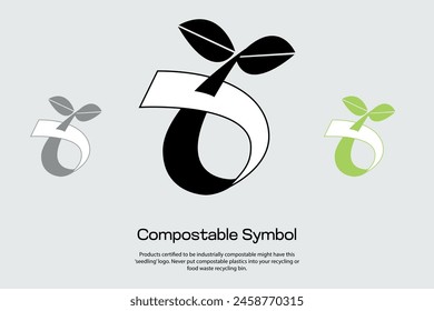 Products certified to be industrially compostable might have this ‘seedling’ logo. Never put compostable plastics into your recycling or food waste recycling bin. For designers to use in packaging