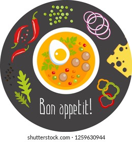 Сheerful products, cute foods, vector graphics. Good for banners, menu, print design, packaging.