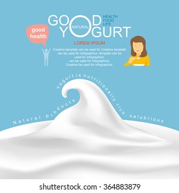 Products of dairy and yogurt infographic, vector illustration.