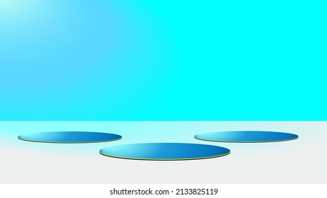 los productos muestran una escena de podio de fondo 3d. representación 3d del vector de fondo con podio. Escenario de exhibición en el estudio de pantalla peatonal azul