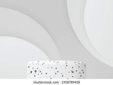 products display podium scene with geometric platform 3d background. vector 3d render with podium. stand to show cosmetic products. Stage showcase on pedestal display white marble stone