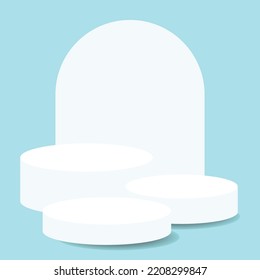 Products display podium scene with geometric platform, Background vector 3D, stage showcase on pedestal  with white and arctic.