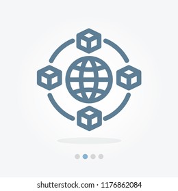 Products distribution globe vector icon