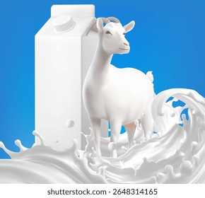 Produits de la ferme lait éclaboussures de chèvre forme comme les éléments de design élément de conception d'Image vectorielle 3d, Mesh gradient wes