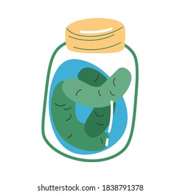Products in jar containing probiotics for good microflora in stomach