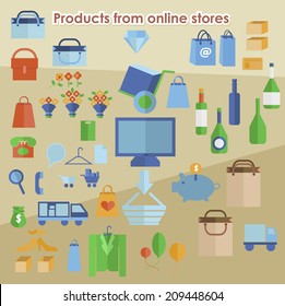 Products from online stores. flat icon. vector element.