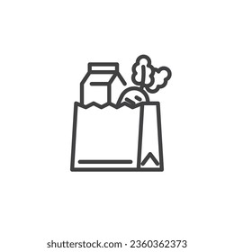 Products packaging line icon. linear style sign for mobile concept and web design. Groceries package outline vector icon. Symbol, logo illustration. Vector graphics