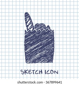 products paper bag vector sketch icon 