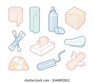 Products from a paper and cotton wool. Vector illustration