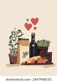 produtos para a ilustração vetor noite romântica