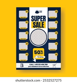 Products sale Editable flyer or poster print template, product catalog design, super market sale flyer, 
grocery sale special offer flyer, a4 price list, Black Friday super Sale discount flyer design