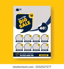 Products sale Editable flyer or poster print template, product catalog design, super market sale flyer, 
grocery sale special offer flyer, a4 price list, Black Friday super Sale discount flyer design