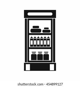 Products in the supermarket refrigerator icon in simple style isolated vector illustration