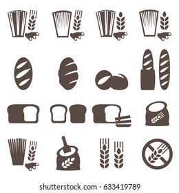 Products from wheat. vector icon set.