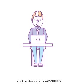 profesional businessman with laptop and corporate job