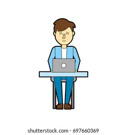 profesional businessman with laptop and corporate job