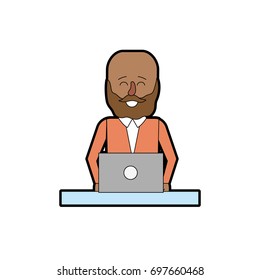 profesional businessman with laptop and corporate job
