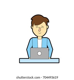 profesional businessman with laptop and corporate job
