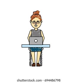 profesional businesswoman with laptop and corporate job