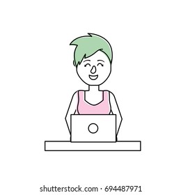 profesional businesswoman with laptop and corporate job
